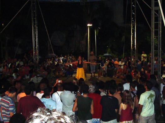público assistindo ao show