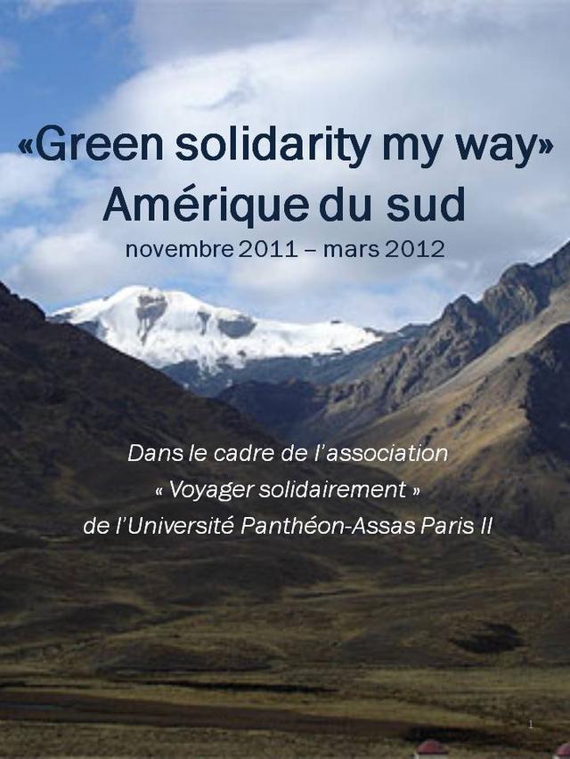Page de présentation du projet "Green solidarity my way"