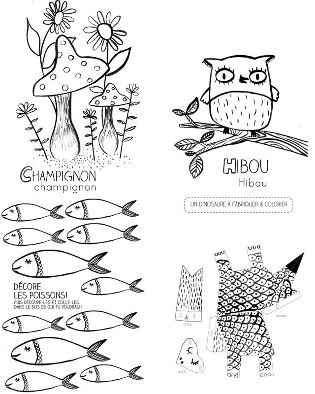 selection de 4 pages du futur cahier de coloriage