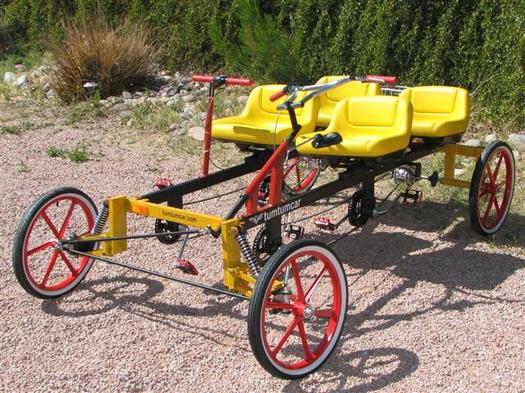 In the spring of 2011 we will ride a 4 man Quadricycle pedal car 